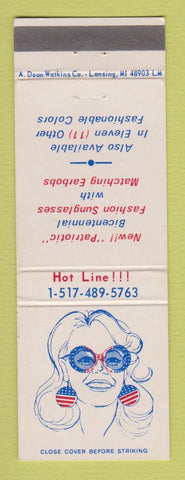 Matchbook Cover - Bicentennial Fashion Glasses Earrings Lansing MI girlie WEAR
