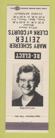 Matchbook Cover - Mary Scheerer Zeiter Clerk of Courts