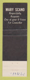 Matchbook Cover - Mary Scano for City Council Worcester MA