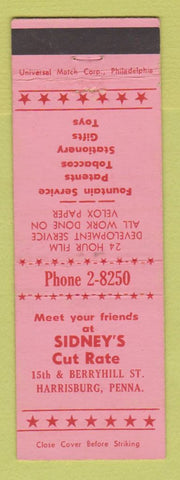 Matchbook Cover - Sidney's Cut Rate Harrisburg PA