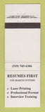 Matchbook Cover - Resumes First Job Search Systems Canada