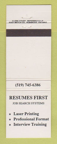 Matchbook Cover - Resumes First Job Search Systems Canada