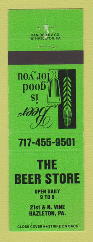 Matchbook Cover - The Beer Store Liquor Hazleton PA GREEN