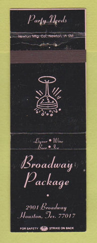Matchbook Cover - Broadway Package Liquor Houston TX