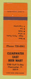 Matchbook Cover - Clearwater East Beer Mart Liquor Clearwater FL