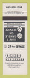 Matchbook Cover - Tennis the Menace Racquets Cornwall ON