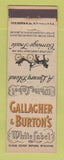 Matchbook Cover - Gallagher and Burton's White Label Liquor Whiskey WEAR