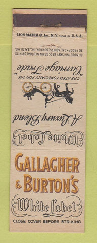 Matchbook Cover - Gallagher and Burton's White Label Liquor Whiskey WEAR