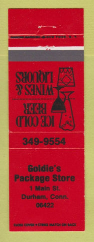 Matchbook Cover - Goldie's Package Store liquor Durham CT RED