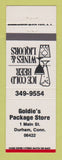 Matchbook Cover - Goldie's Package Store liquor Durham CT WHITE