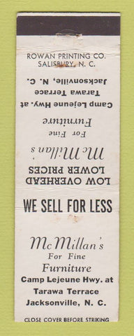 Matchbook Cover - McMillan's Furniture Jacksonville NC WEAR