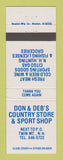 Matchbook Cover - Don & Deb's Country Store Twin Mountain NH
