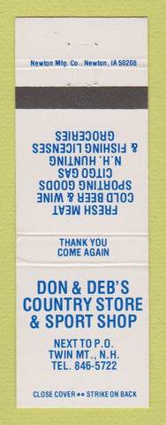 Matchbook Cover - Don & Deb's Country Store Twin Mountain NH