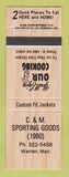Matchbook Cover - C&M Sporting Goods Warren MB