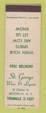 Matchbook Cover - St George Wine & Liquor Brooklyn NY WORN BACK