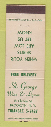 Matchbook Cover - St George Wine & Liquor Brooklyn NY WORN BACK