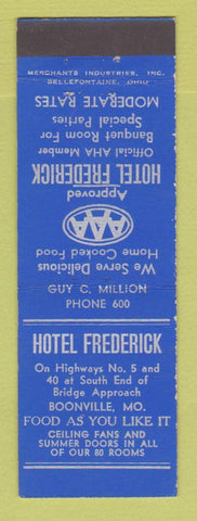 Matchbook Cover - Hotel Frederick Boonville MO MERCHANTS