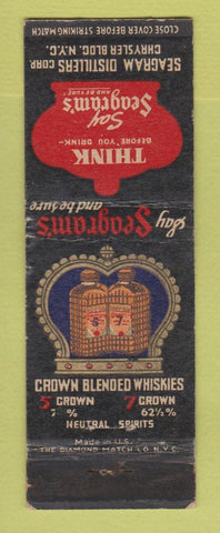 Matchbook Cover - Seagram's Whiskey Liquor WORN