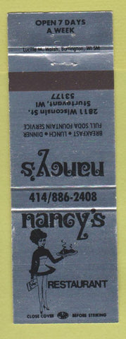 Matchbook Cover - Nancy's Restaurant Sturtevant WI girlie
