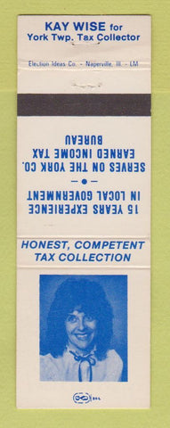 Matchbook Cover - Kay Wise York Township Tax Collector IL?