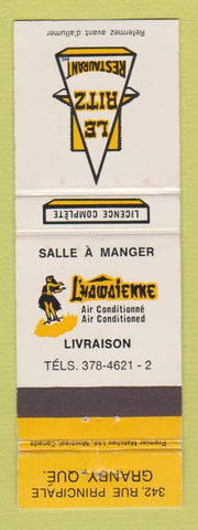 Matchbook Cover - Le Ritz Restaurant Granby QC girlie WEAR