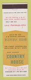 Matchbook Cover - Country House Hotel Syracuse NY Northway Inn