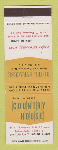Matchbook Cover - Country House Hotel Syracuse NY Northway Inn
