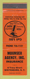 Matchbook Cover - Mounser Insurance Agency Whitesboro NY