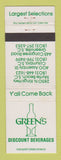Matchbook Cover - Green's Liquor Myrtle Beach Columbia Greenville SC