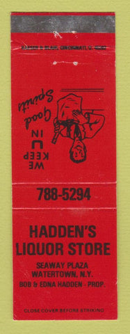 Matchbook Cover - Hadden's Liquor Store Watertown NY
