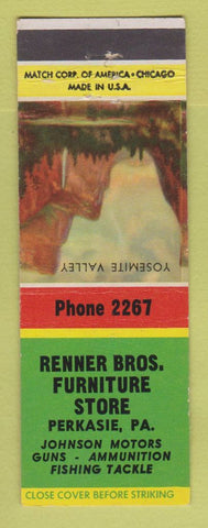 Matchbook Cover - Renner Bros Furniture Perkasie PA Johnson Boat Motors