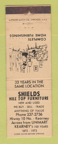 Matchbook Cover - Shields Hill Top Furniture Kearney NE PEAC HWEAR