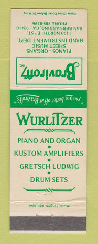 Matchbook Cover Braviroff Music Wurlitzer Piano Gretsch Drums San Bernardino CA