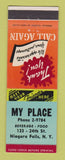 Matchbook Cover - My Place Restaurant Niagara Falls NY