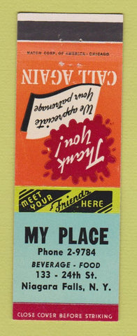 Matchbook Cover - My Place Restaurant Niagara Falls NY