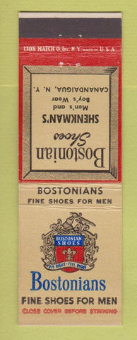 Matchbook Cover - Bostonians Men's Shoes Shenkman's Canandaigua NY