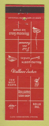 Matchbook Cover - Rollamo Soda Shop Rolla MO Meadow Gold Ice Cream