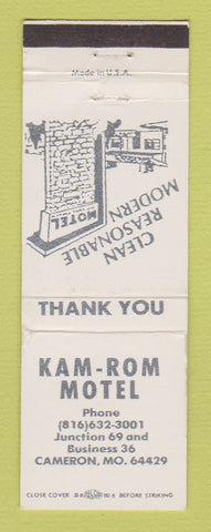 Matchbook Cover - Kam Rom Motel Cameron MO WEAR