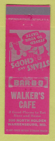Matchbook Cover - Walker's Cafe Warrensburg MO