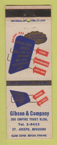 Matchbook Cover - Gibson and Company Loans St Joseph MO WEAR