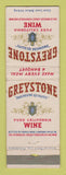 Matchbook Cover - Greystone Wine Philadelphia PA WORN