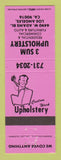 Matchbook Cover - 3 Sum Upholstery Los Angeles CA