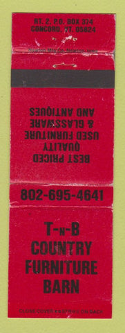 Matchbook Cover - T n B Country Furniture Barn Concord VT WEAR