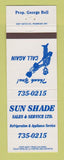 Matchbook Cover - Sun Shade Appliances Refrigerators