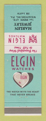 Matchbook Cover - Elgin Watches Marlen Jewelry Wilkinsburg PA