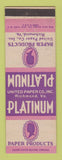 Matchbook Cover - Platinum Paper Products Richmond VA
