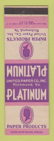 Matchbook Cover - Platinum Paper Products Richmond VA
