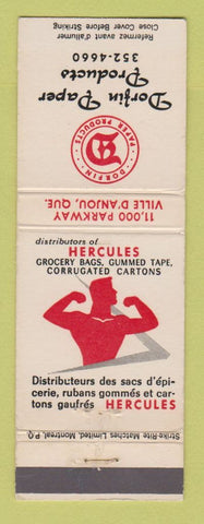 Matchbook Cover - Dorfin Paper Products Hercules Ville D'Anjou QC