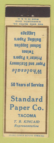 Matchbook Cover - Standard Paper Company Tacoma WA