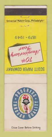 Matchbook Cover - Scott Paper Company 1949 70th Anniversary WEAR